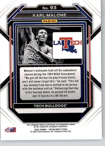 Miniatura 2 de 2023-24 Panini Prizm Draft Picks #93 Karl Malone Louisiana Tech Bulldogs Official NCAA Basketball Card in Raw (NM or Better) Condition