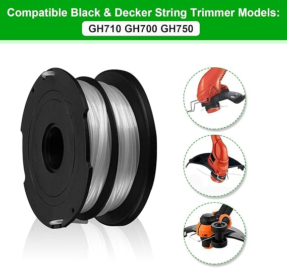 DF-065&DF-065-BKP 90517175 Dual Line Replacement Spool Compatible with Black and Decker Weed Eater GH710 GH700 GH750 Replacement Spool 36ft 0.065 + RC-065-P,5-Pack (4 Line Spool + 1 Cap)