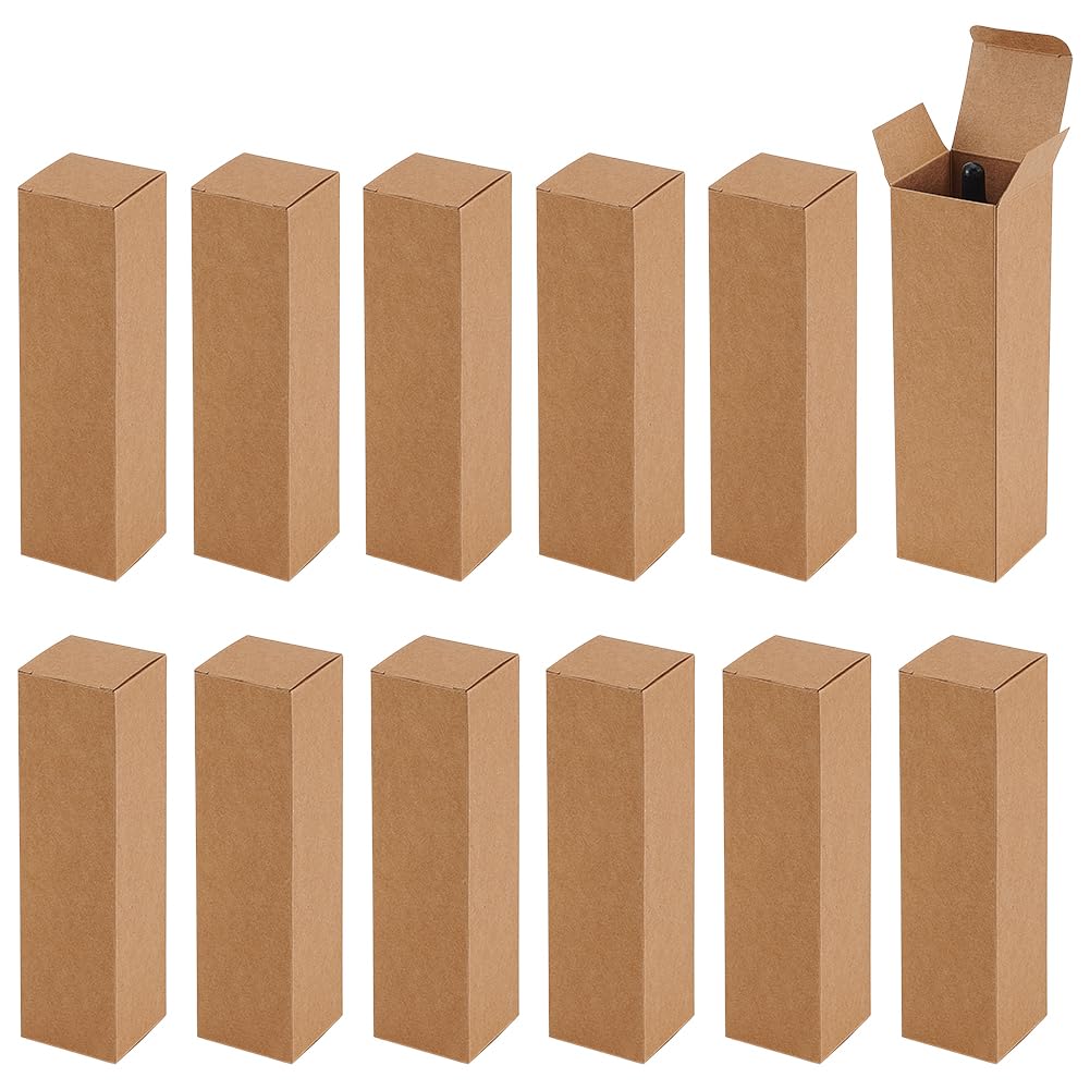 PH PandaHall 30pcs Kraft Paperboard Gift Box, 2"x2"x7" Essential Oil Packing Box Packaging Cases Gift Wrapping Boxes Small Paper Packing Boxes for Glass Dropper Diffuser Bottles, BurlyWood