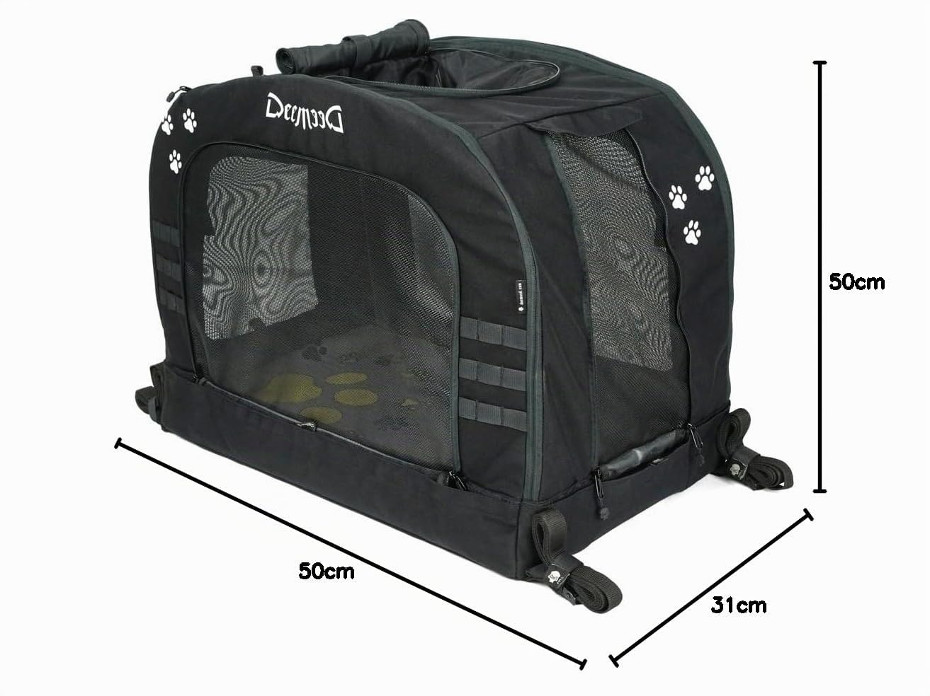 Sac de Transport Chien Moto XL - Panier pour Grands Chiens jusqu'à 36kg - Fixation Universelle Sissy Bar et Porte-Bagages - Ultra-Robuste en Cordura, Ventilation Pro et Fond Rigide Aluminium