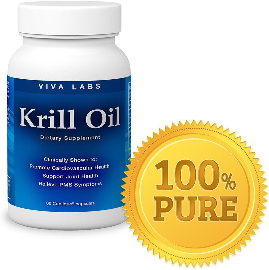 Viva Labs Krill Oil (Formerly Everest Nutrition): 100% Pure Cold Pressed Antarctic Krill Oil - Highest Levels of Omega-3s in the Industry, 1250mg/serving, 180 Capliques Pack (59ifx9f)