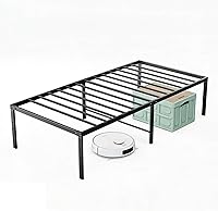 Vista 1 de Sweetcrispy Marco de cama de plataforma de tamaño individual de 18 pulgadas, marco de base de metal resistente, listones de acero resistentes sin