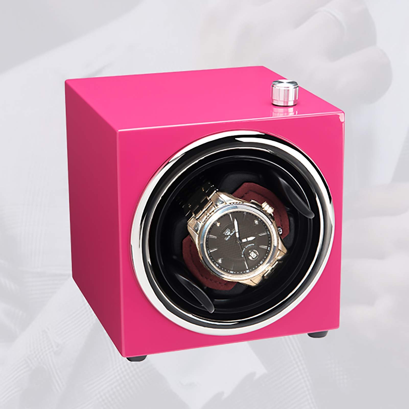 Mini Reloj de 1 Ranura, agitador, Rosa, Azul, Negro, Relojes mecánicos, Soporte de exhibición de bobinado automático, portátil para el hogar (Caja de exhibición de Reloj)