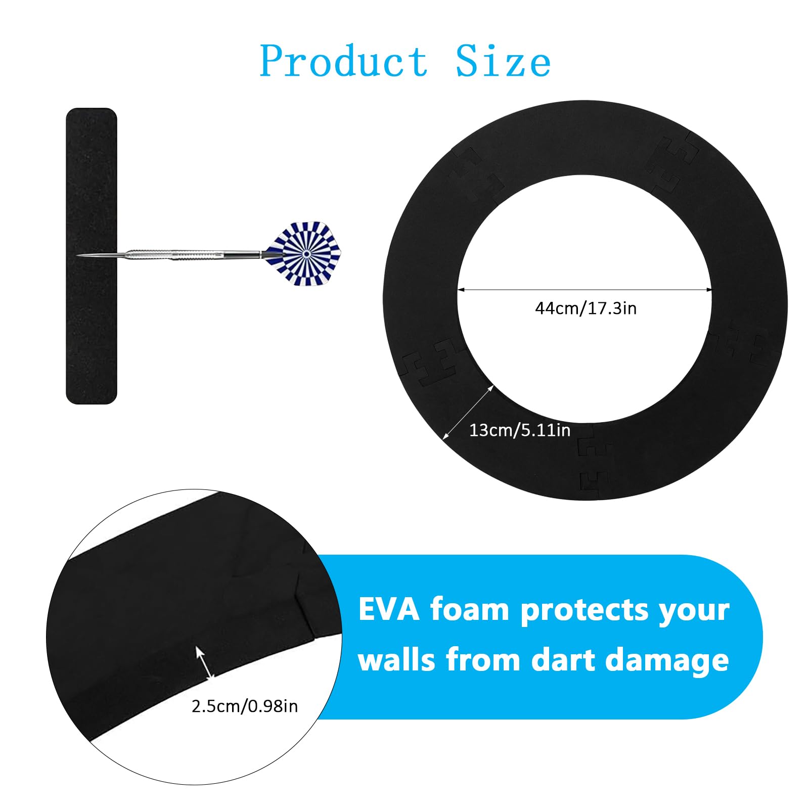 Dart Catchring Surround,Anello di Protezione per Freccette,Anello di Protezione per Bersaglio per Freccette da 45cm,Dart Surround Catchring in Nero,Stabile in Eva per Bersaglio Surround Durevole