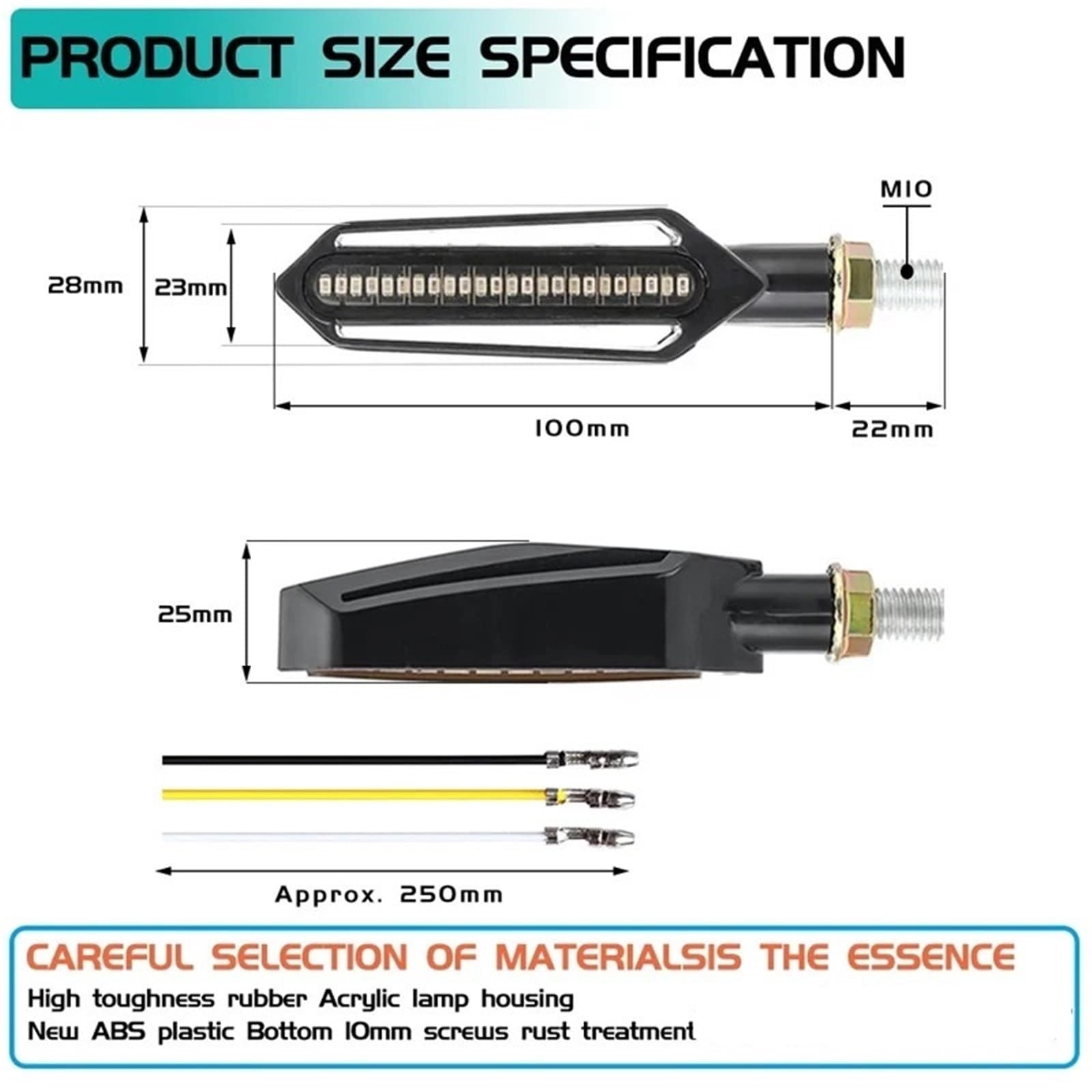 reflektory przednie Motocyklowe światło LED 12V 10mm Migacz światła płynącej wody 24LED Uniwersalny przekaźnik Moto Wbudowany migający wskaźnik świetlny lampą halogenową(4 Pcs)
