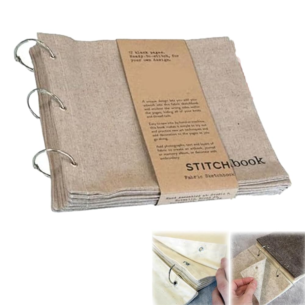 Toyzly Brown Diy Blank Fabric Sketchbook Art Journaling Fabric Sketch Book For Drawing Writing, Portable Blank Fabric Sketchbook Art Diary, Spiral Bound Sketchbooks (Brown)