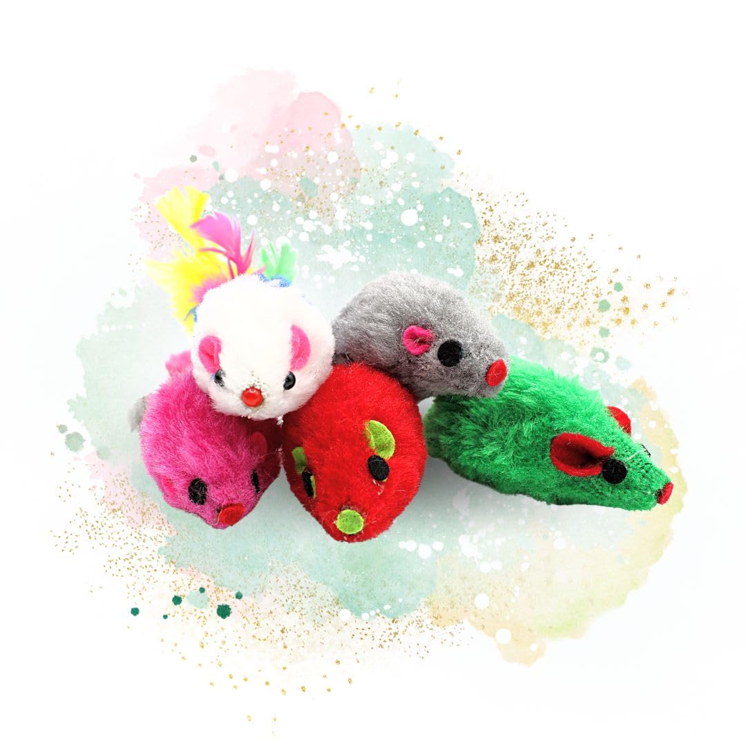 Lyra Pet® 100 Stück Spielmäuse Spielmaus Spielzeug Katze Rassel Plüsch Fell