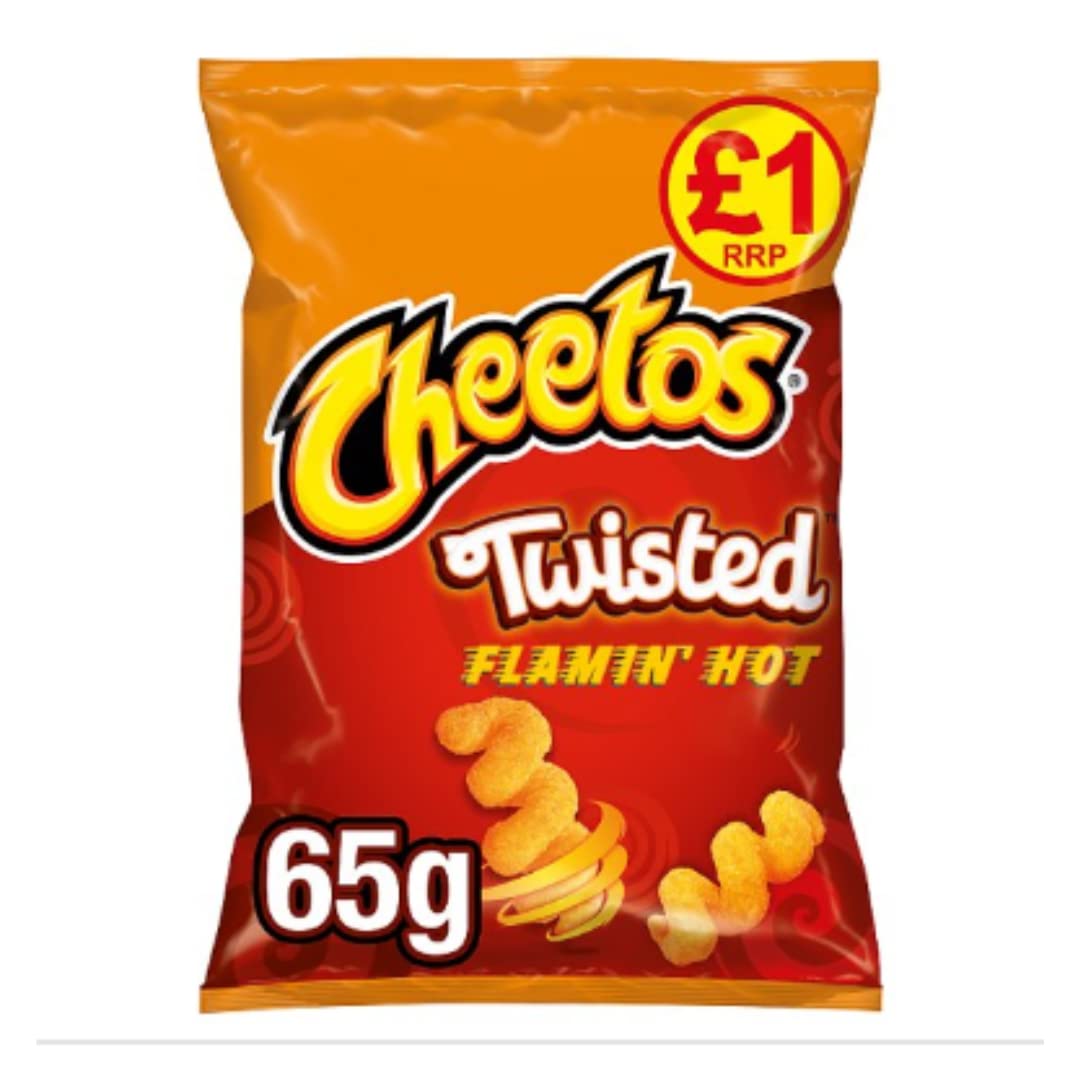 Cheetos Twisted Flamin' Hot Snacks 65g x Case of 15