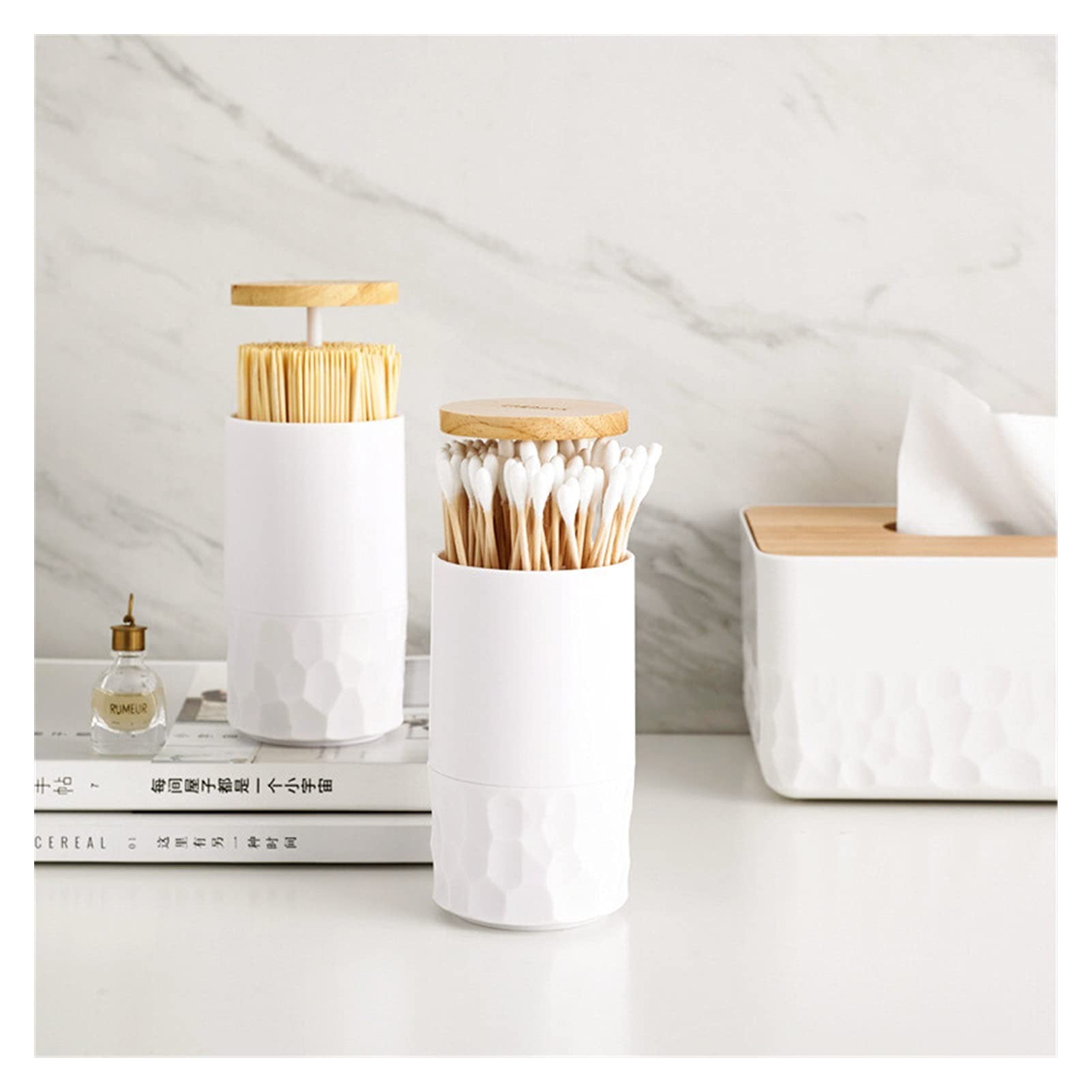 Ykmyxz One Color Toothpick Holder, Cotton Swabs Holder Tooth Pick Automatic Dispenser Press Can Living Room Table Accessories Bud Container