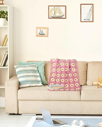 Miniatura 7 de Katech Kit de manta de ganchillo para principiantes, kit de manta de ganchillo cuadrada de abuela para adultos para aprender a ganchillo de