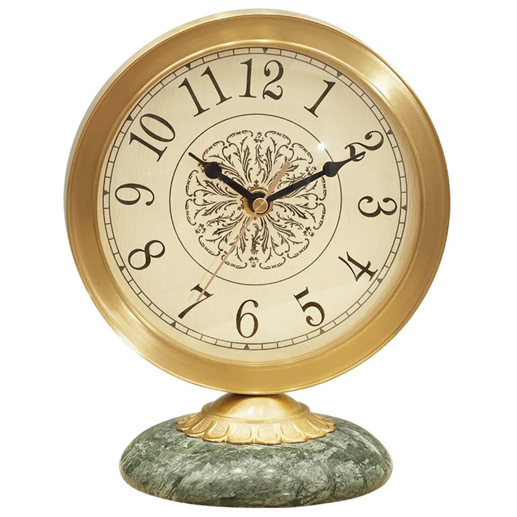 Orologio da tavolo in rame puro stile retrò, silenzioso, senza ticchettio, per mensola, camera da letto, cucina, piano di lavoro, orologio decorativo,
