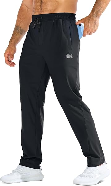 Close-up of the BROKIG Men's LightArmor sweatpants showing the fabric texture and zippered pocket detail.