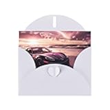 White WHJDPP Sports car by the sea Prints Greeting Card for Christmas, Birthdays, and Special Occasions