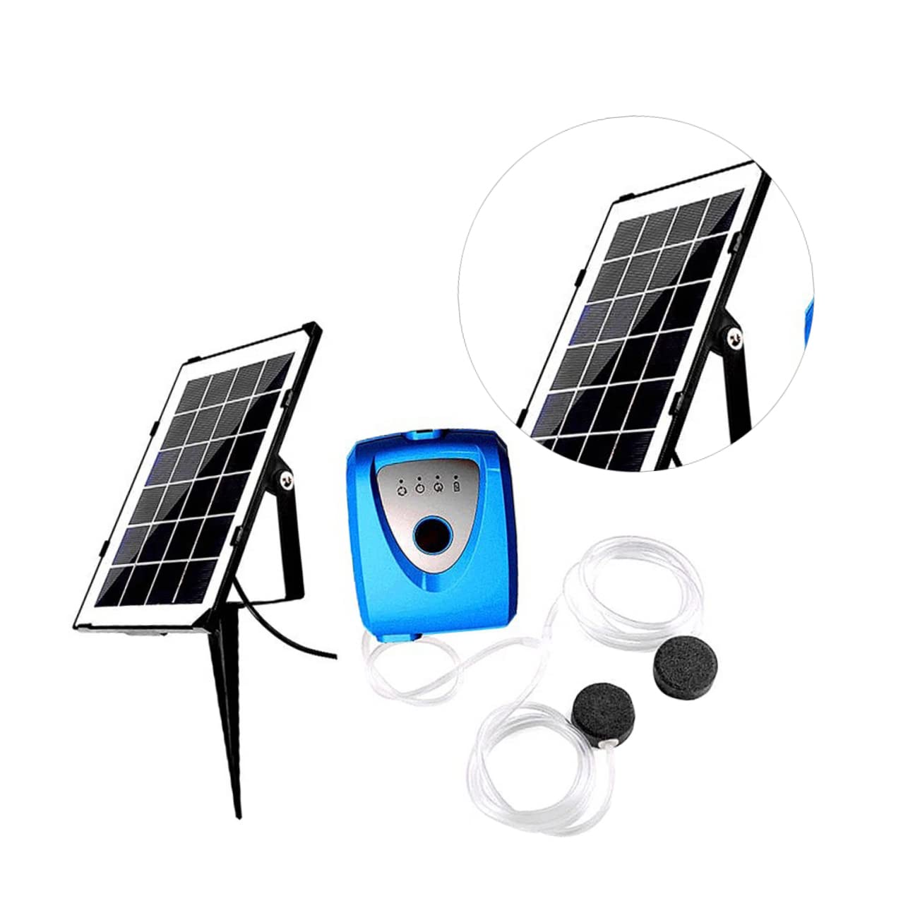 BESTonZON Fish Tank Oxygen Pump Dual Blowhole Solar Powered for Aquariums and Outdoor Fishing USB Rechargeable High Performance Oxygenation Blue