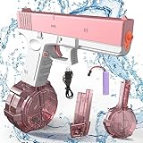 Super Electric Water Gun 2023-450+60cc Squirt Guns for All Ages, Birthday Gift for Kids and Adults, Unleash Excitement in Summer Parties, Swimming Pool Play, and Outdoor Adventures (Pink Drum)
