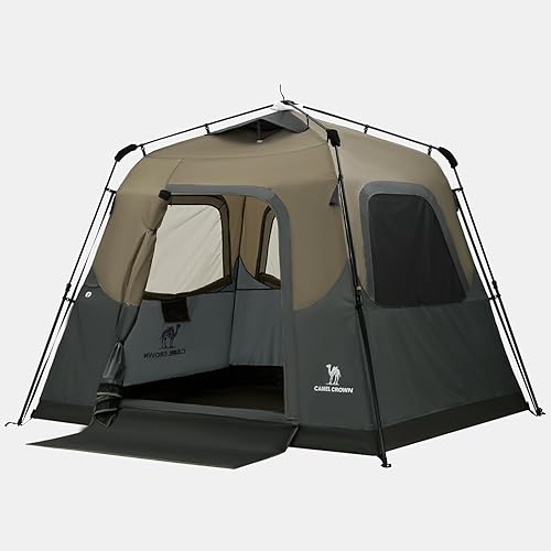 CAMEL CROWN Tiendas de campaña instantáneas para acampar 4-6 personas, impermeable, fácil instalación, se instala en 60 segundos, tiendas de campaña