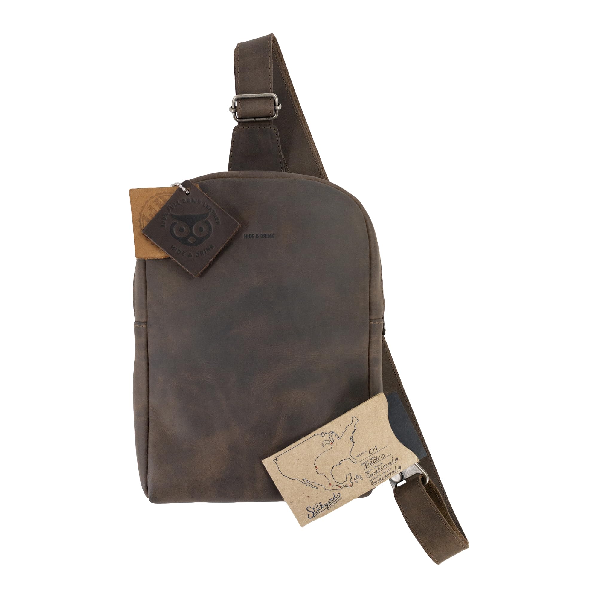 Bolso cruzado redondeado con correa ajustable, bolsa tipo mensajero, accesorio de viaje, cuero de grano completo, hecho a mano, marrón bourbon, Bourbon Marrón 7
