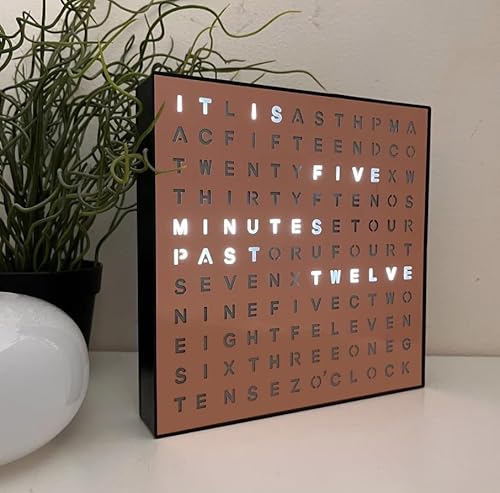 Modern LED Word Desk Clock for Home & Office - Creative Text Display, Powered by USB Cable, Unique Gift Idea, 20cm x 20cm (7.8" x 7.8" x 2")