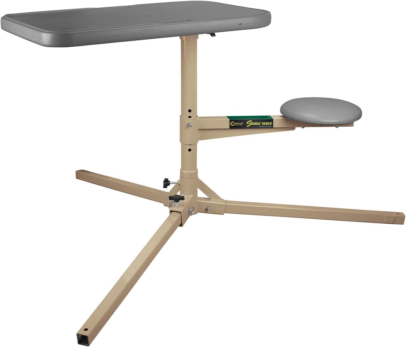 Stable Table with Ambidextrous Design, 360 Degree Rotation and Weatherproof Synthetic Top and Seat for Outdoor, Range, Shooting and Cleaning