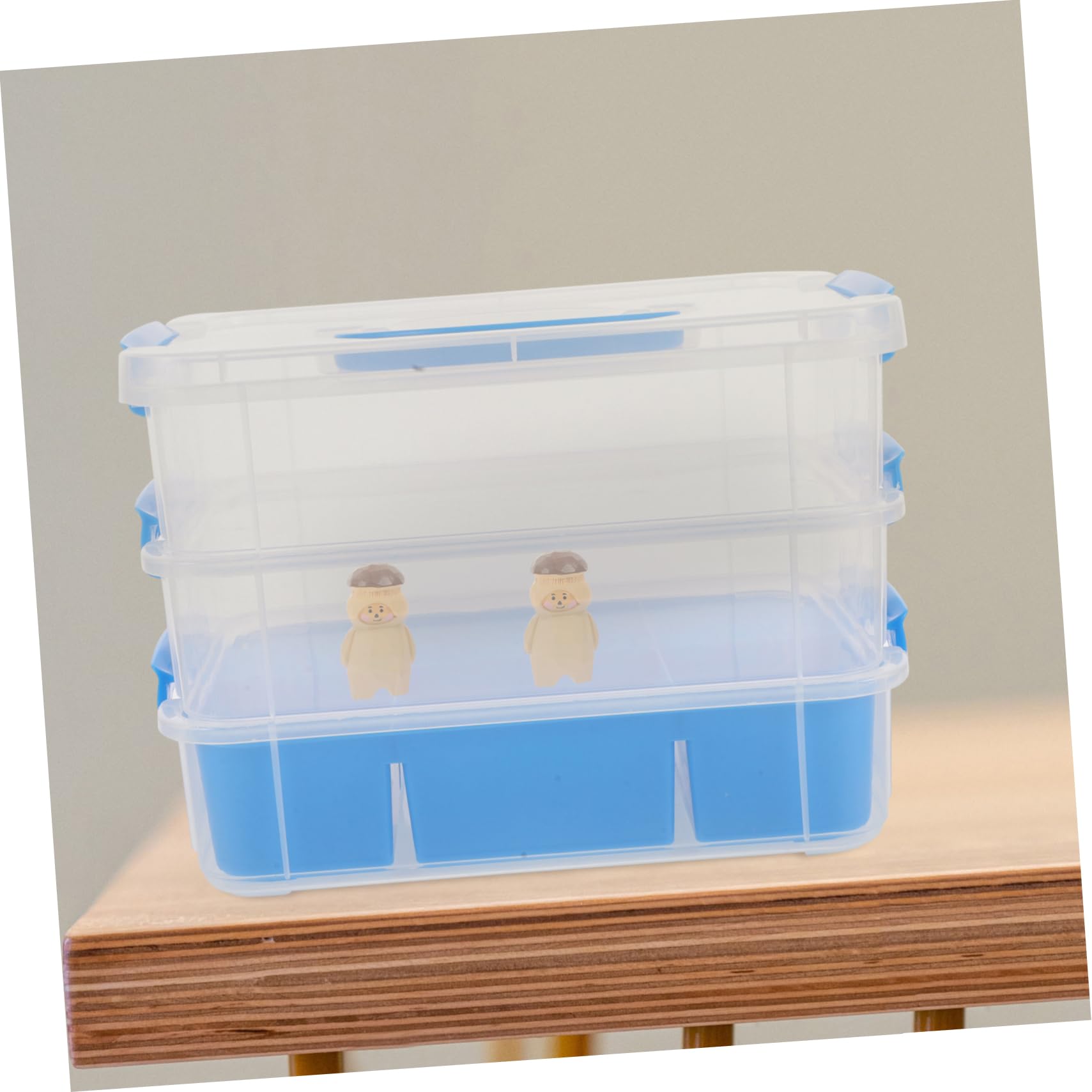 HOMSFOU Organizzatrice Impilabile Con Per Piccole e Giocattoli Versatile Per Scuola Mattoncini e Accessori Sky