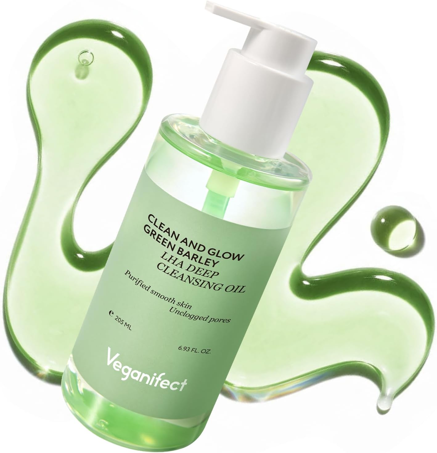 Clean and Glow Green Barley LHA Deep Cleansing Oil, Vegan Certified, Removing Heavy Makeup, Blackhead and Whitehead, 6.93 Fl Oz (NEW)