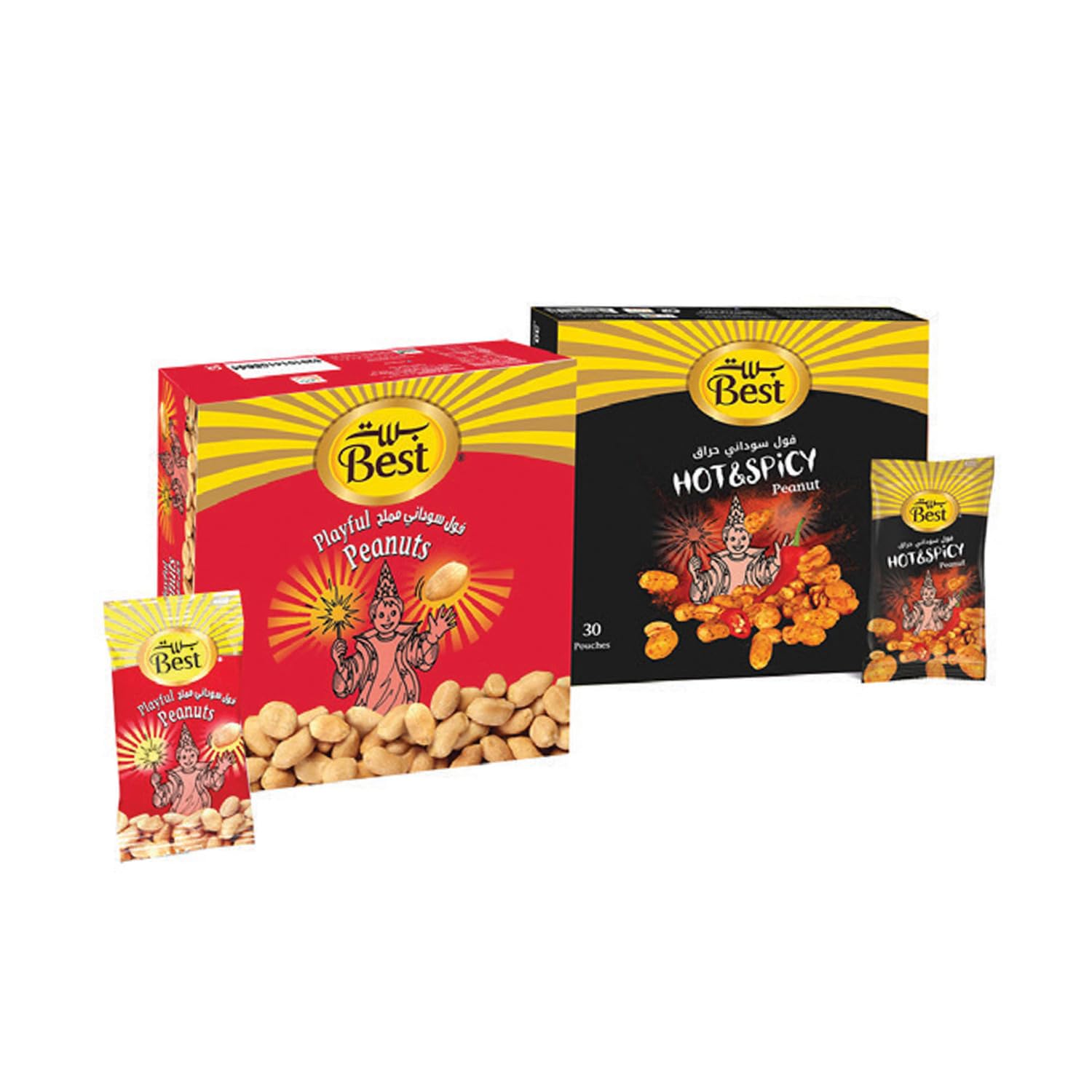 Best Salt Peanuts, 30 x 13 g + Hot & Spicy, 30 x 13 g