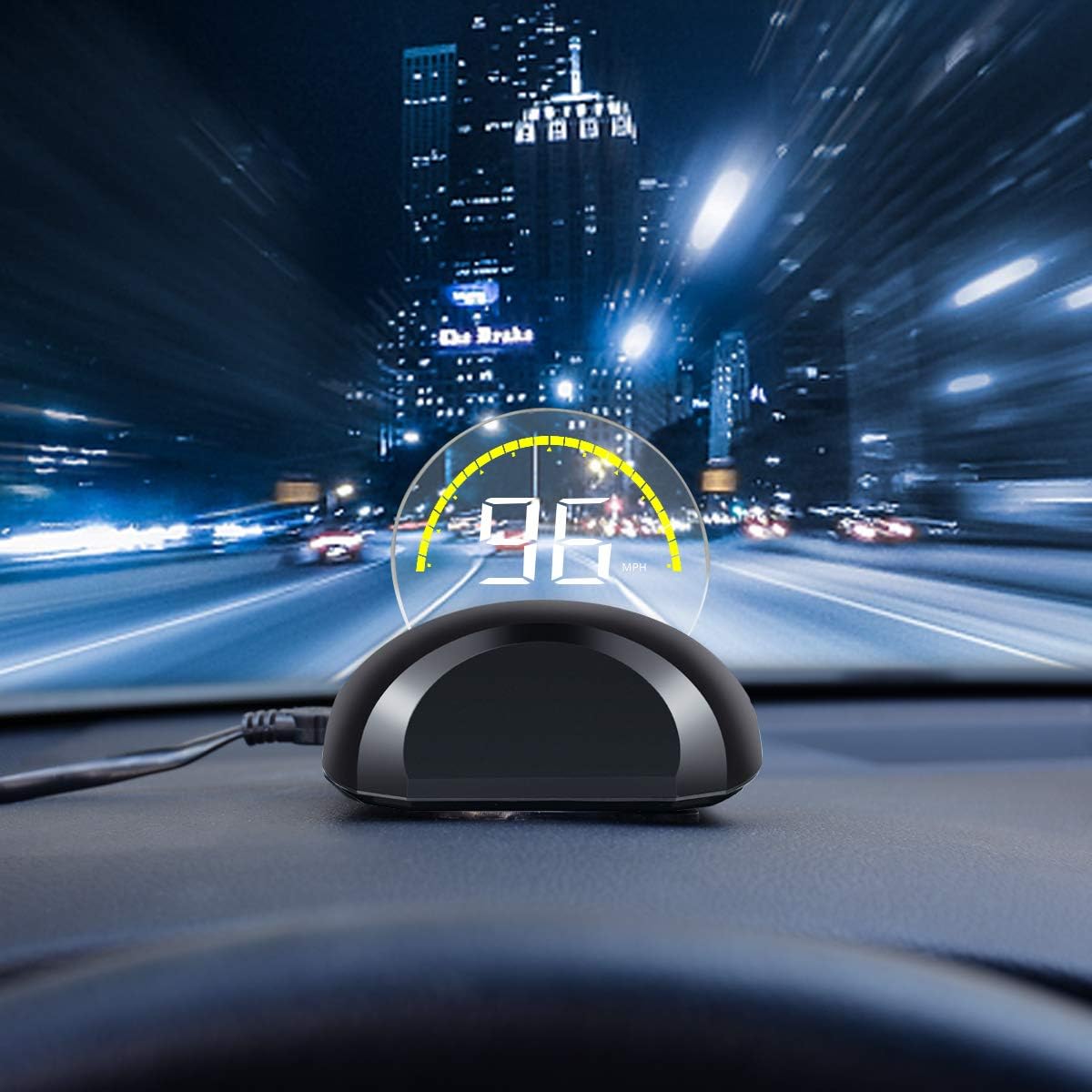 Car HUD Head Up Display [OBD2], Multifunctional Car Speed Display Projector with/Engine RPM/Voltage/Safety Water Temperature Monitor, Vehicle Over Speed/Fault Alarm for Gasoline Car (Black)