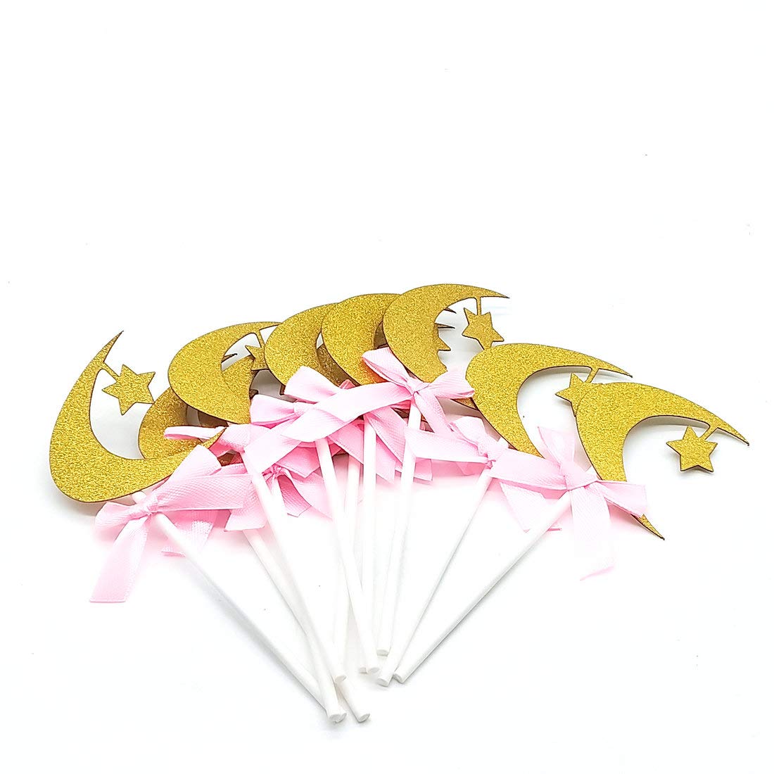 Buy Paity 10pcs Gold Moon and Star Cupcake Toppers Happy Birthday