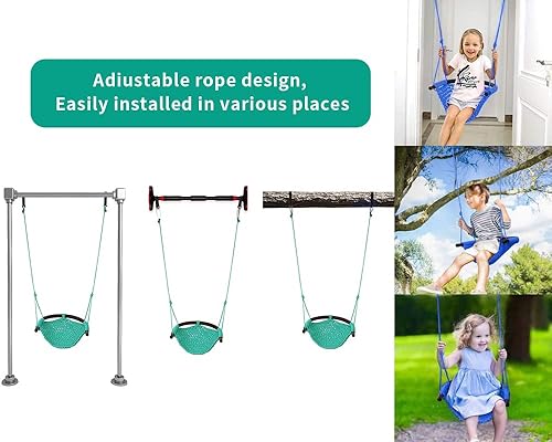 Vista 35 de Columpio tejido a mano para niños pequeños, asiento de columpio para niños con cuerdas ajustables, juego de columpios Little Tikes, para exteriores