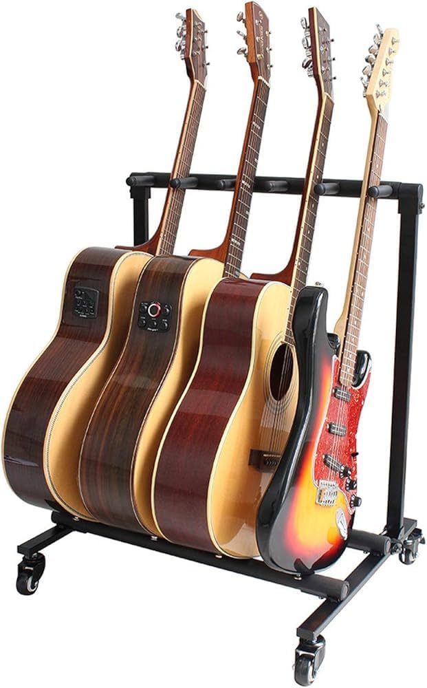 Removable 5-Guitar Display Stand - Foldable Multi-Guitar Holder for Home, Studio & Stage
