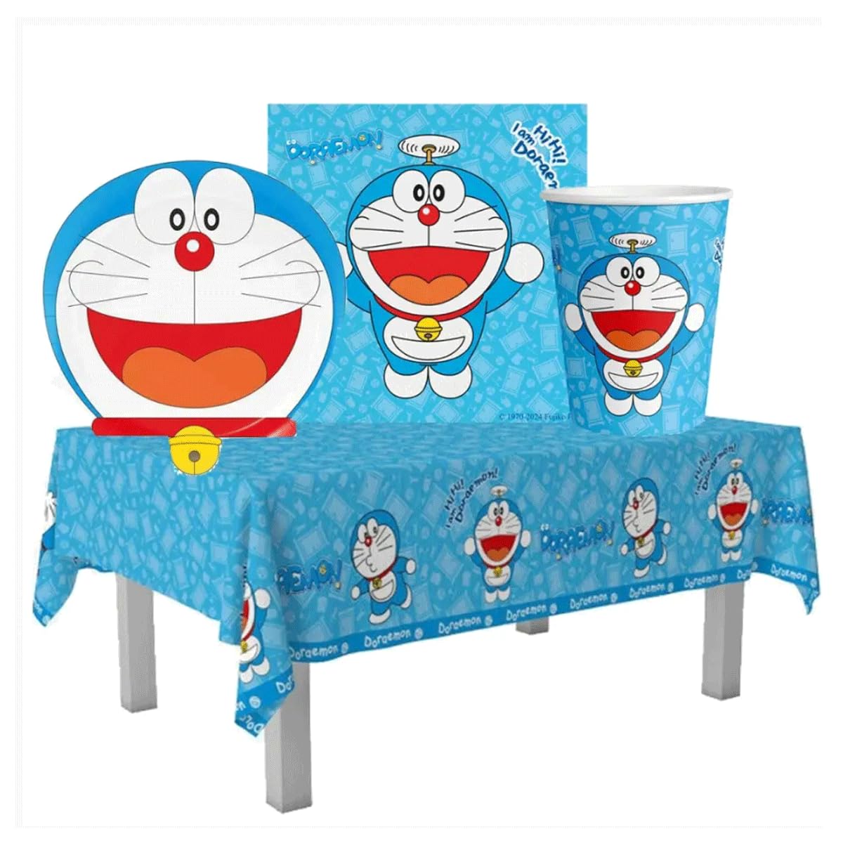 Kit compleanno per 32 bambini a tema Doraemon, una delle serie manga e anime più famose e di successo di tutti i tempi !