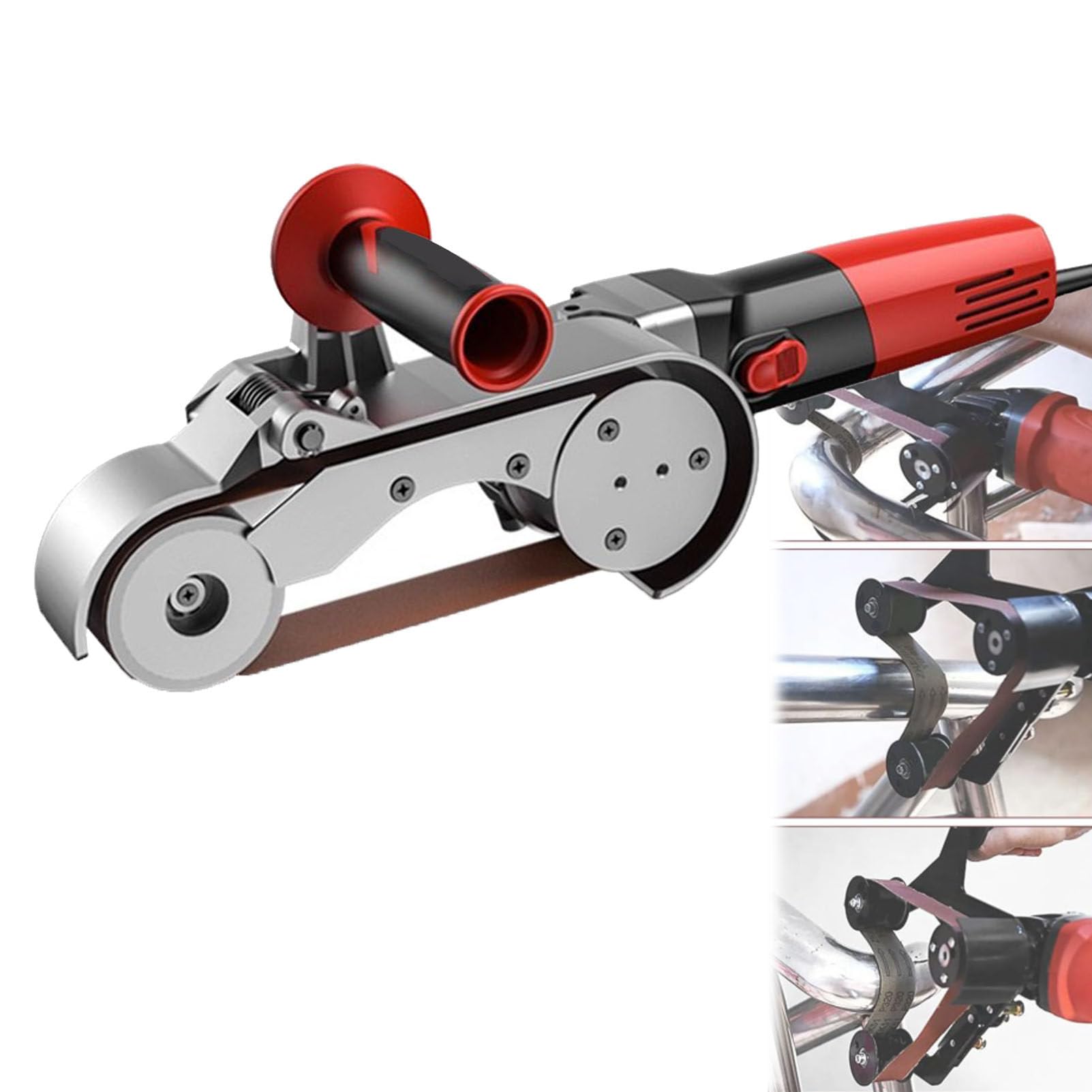 Lijadora de banda para tubos de acero redondos de acero inoxidable con 6 velocidades variables y 5 bandas de lijado, pulidora de tuberías de metal para lijar plástico, aluminio y hierro. 2Roller