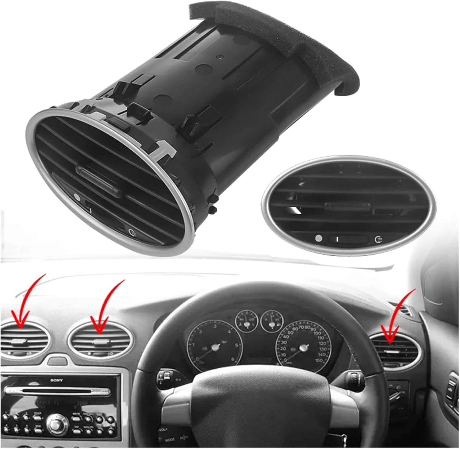 Automotive Air Conditioning Vents 1/2/4pcs Car Air Conditioning Outlet Dashboard Vent Fit for Ford Focus MK2 2005-2013 4M51A014121 A/C Dashboard Vent Air Vent Outlet Nice-Looking(4pcs)
