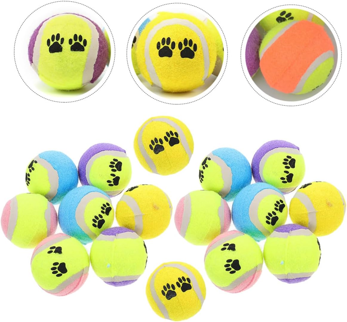 Luxshiny 16pcs Dog Tennis Balls Pet Training Balls Plush Soft Chew for Small and Medium Dogs Outdoor Exercise and Molar Random Color