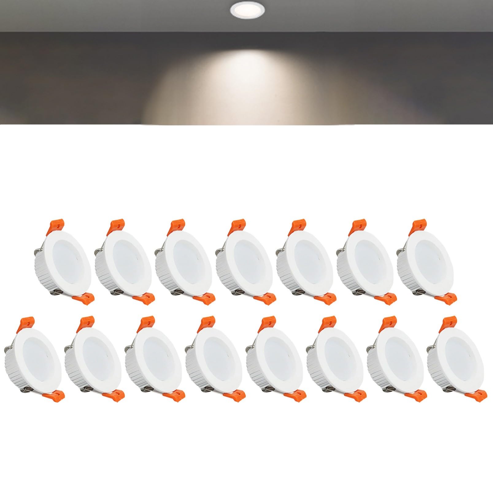 TTiiLoe 3W Round LED Recessed Ceiling Spotlights, 4000K Neutral White Ultra Slim Panel Ceiling Light, Cut Φ50-55mm, AC110-240V Downlights for Hallway Stairwell Showroom, 15 Pack