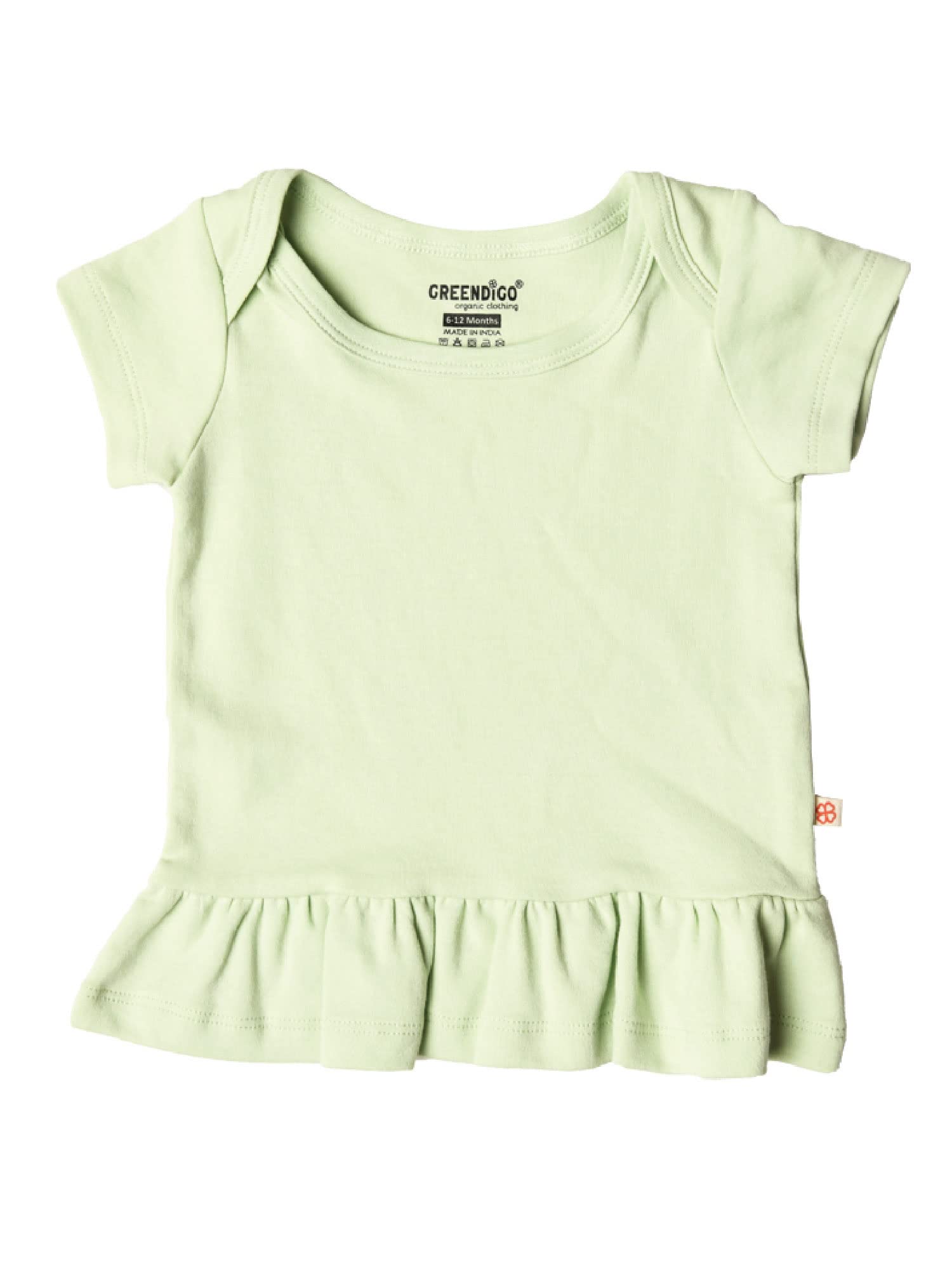 GreendigoOrganic Cotton Baby Girl Frock | Dress | Green Solid | Pack of 1