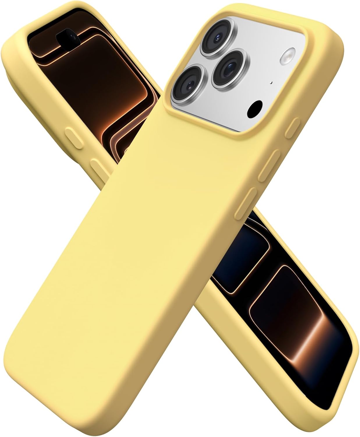 ORNARTO Compatible with iPhone 17 Pro Case 6.3", Slim Liquid Silicone 4 Layers Full Covered Soft Gel Rubber Shockproof Cover, Protective Phone Case for iPhone 17 Pro-Buttercream Yellow