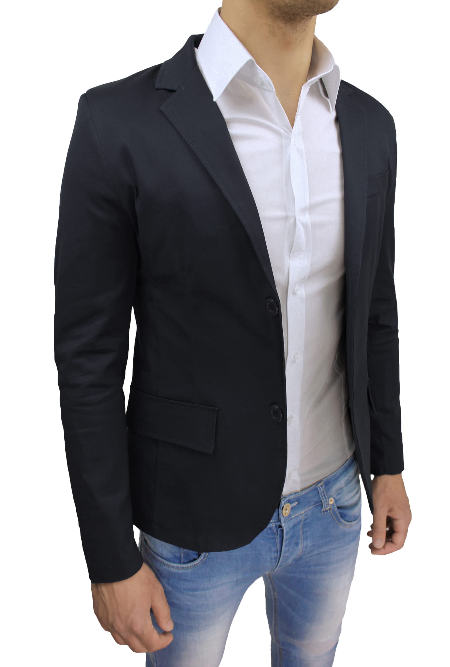 Giacca Uomo Slim Fit in Cotone Blazer Formale Elegante Casual Aderente