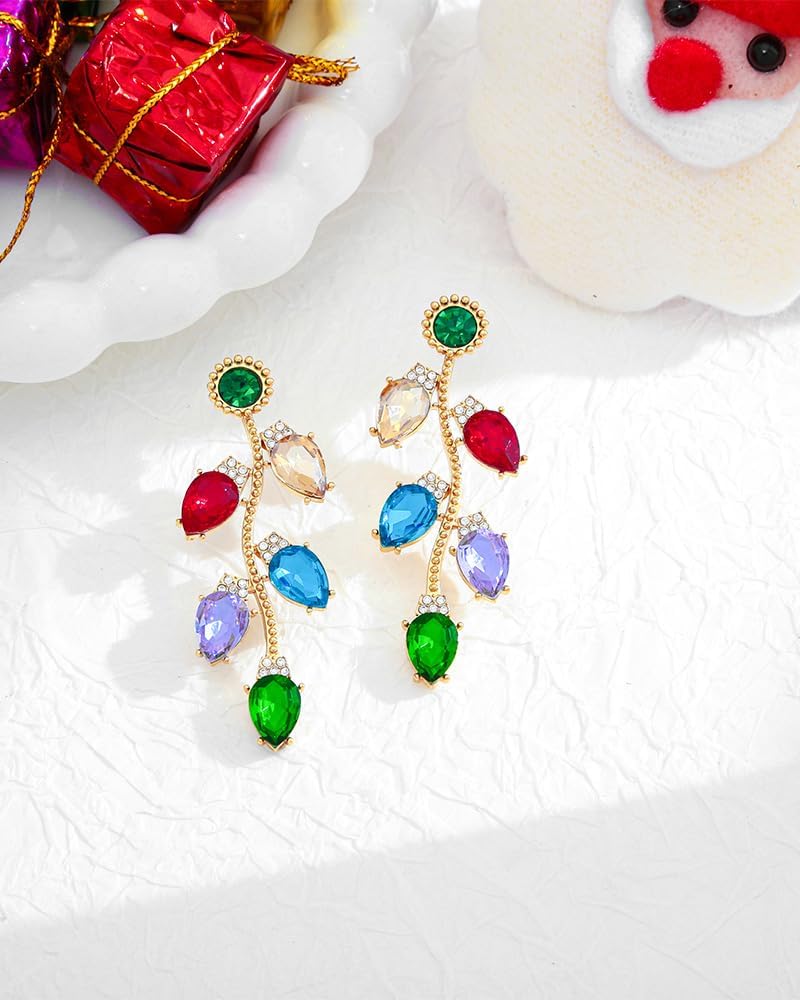 Christmas Earrings For Women Cute Reindeer,Candy Cane,Light Bulb,Champagne Bottle Dangle Earrings With Sparkling Rhinestones Christmas Holiday Jewelry Gifts - Image 4