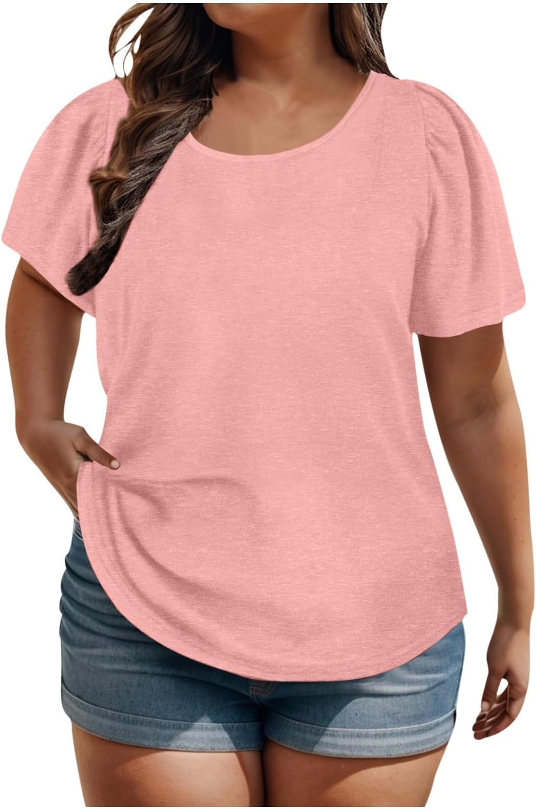 Oversized Womens Summer Basic Tops Fashion Short Sleeve Crewneck Solid T Shirts Shirts Loose Fit Casual Comfy Blouses