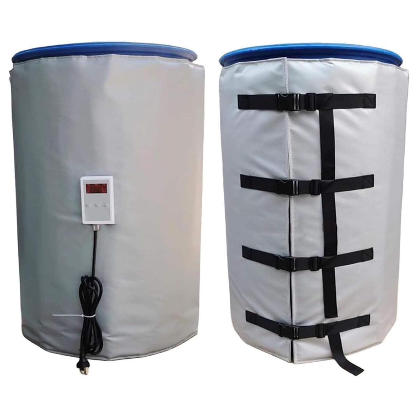 Koc grzewczy do pojemników IBC, 200 l/1000 l, pełna mata grzewcza na zimę, szybkie nagrzewanie i regulacja temperatury w zakresie 0-120°C, wodoodporny elektryczny podgrzewacz Grey-55Gallon/200L
