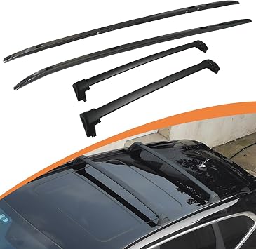 Roof Rack Side Rails + Cross Bars for 2023-2026 Honda CRV CR-V Hybrid, Aluminum Alloy Heavy Duty Rooftop Cargo Carrier for Luggage, Ski, Kayak & Bikes Side Rails Black + Cross Bars Black