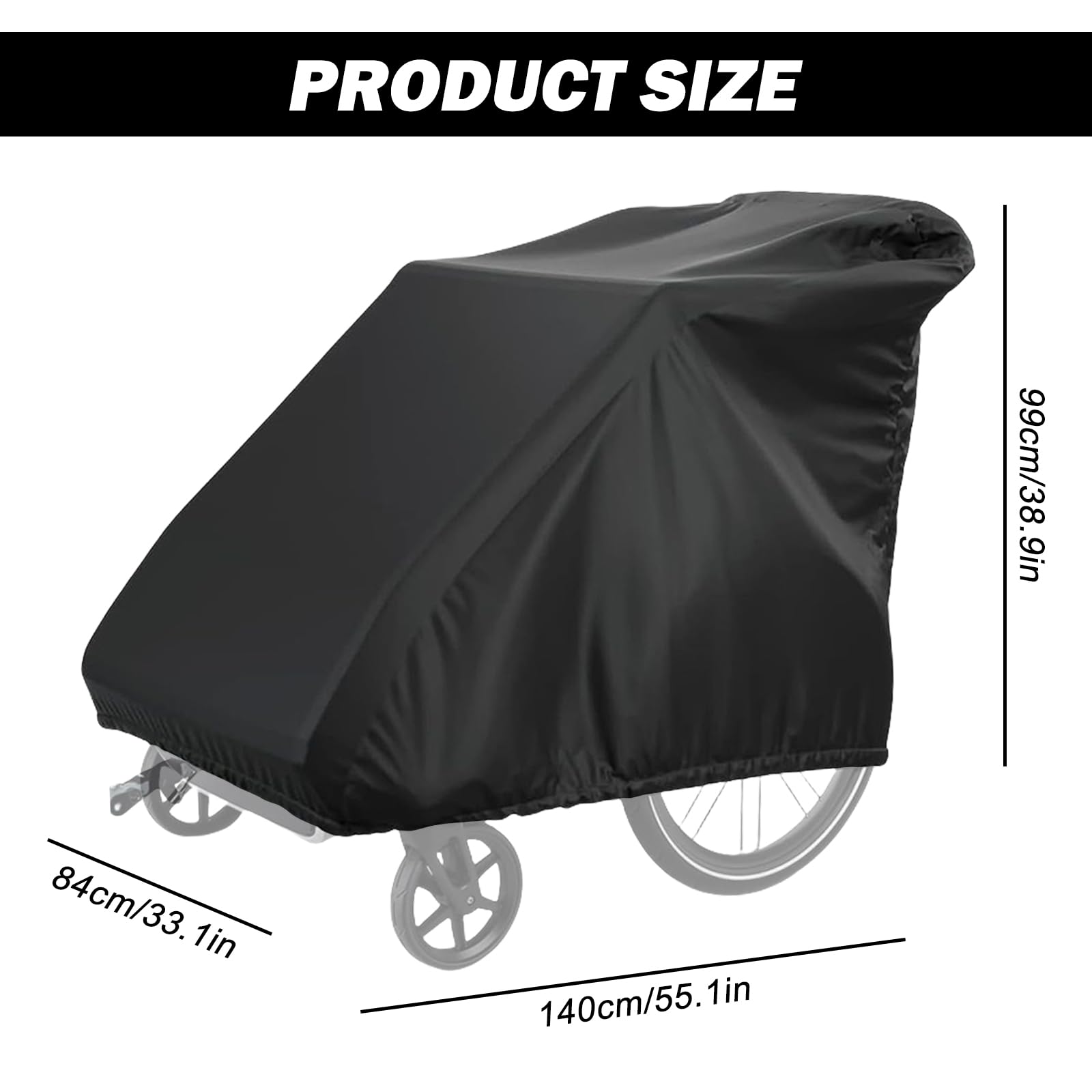 Sporgo Telo di copertura pieghevole per rimorchi di biciclette: impermeabile, protezione UV, copertura per rimorchio per bicicletta, 420D Oxford, accessorio per rimorchi per cani (140 cm x 99 cm x 84