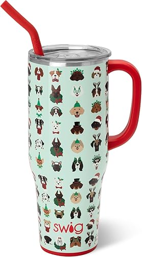 Swig Life Taza Mega de 40 onzas  Impresiones discontinuas  Vaso aislado extragrande con asa y pajilla, apto para portavasos, apto para lavavajillas,