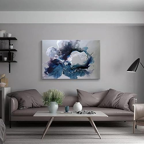 Miniatura 210 de Lienzo artístico para pared, pinturas de arte abstracto, fantasía azul, grafiti colorido sobre fondo blanco; decoración artística moderna para sala