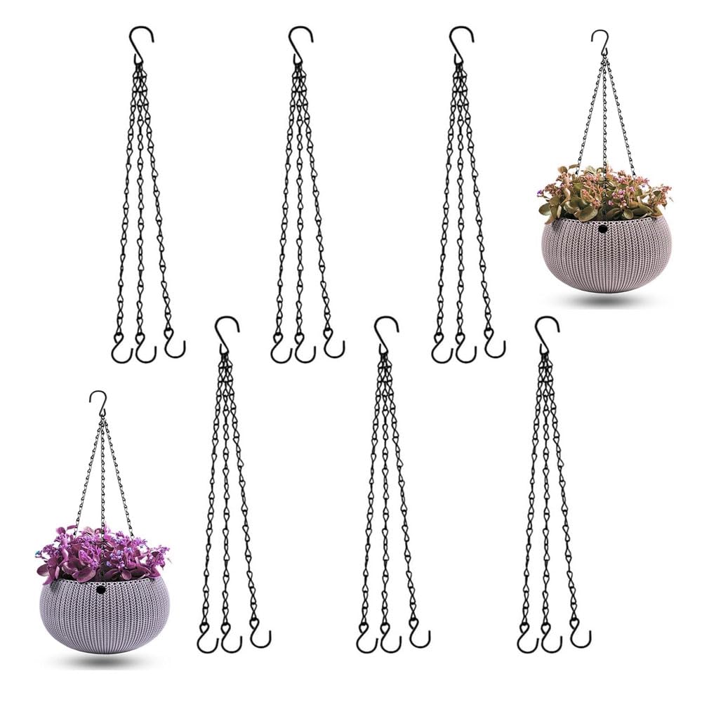 Chaîne de Panier Suspendu 6 Pcs avec Crochet Clip pour Jardinières Mangeoires Lanternes Noir