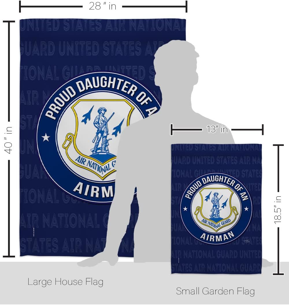 Breeze Decor National Guard Air Proud Daughter Airman Garden House Flag-Set Armed Forces ANG United State American Military Veteran Retire Official Banner Small Yard Gift Double-Sided, Made in USA