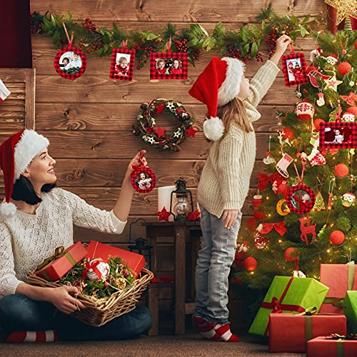 30 Pieces Christmas Photo Frame Ornaments Picture Frame Ornaments Mini Felt Hanging Photo Frame Ornaments Xmas Tree Decoration For Holiday Party Home Decor (Plaid Pattern) #TOP6