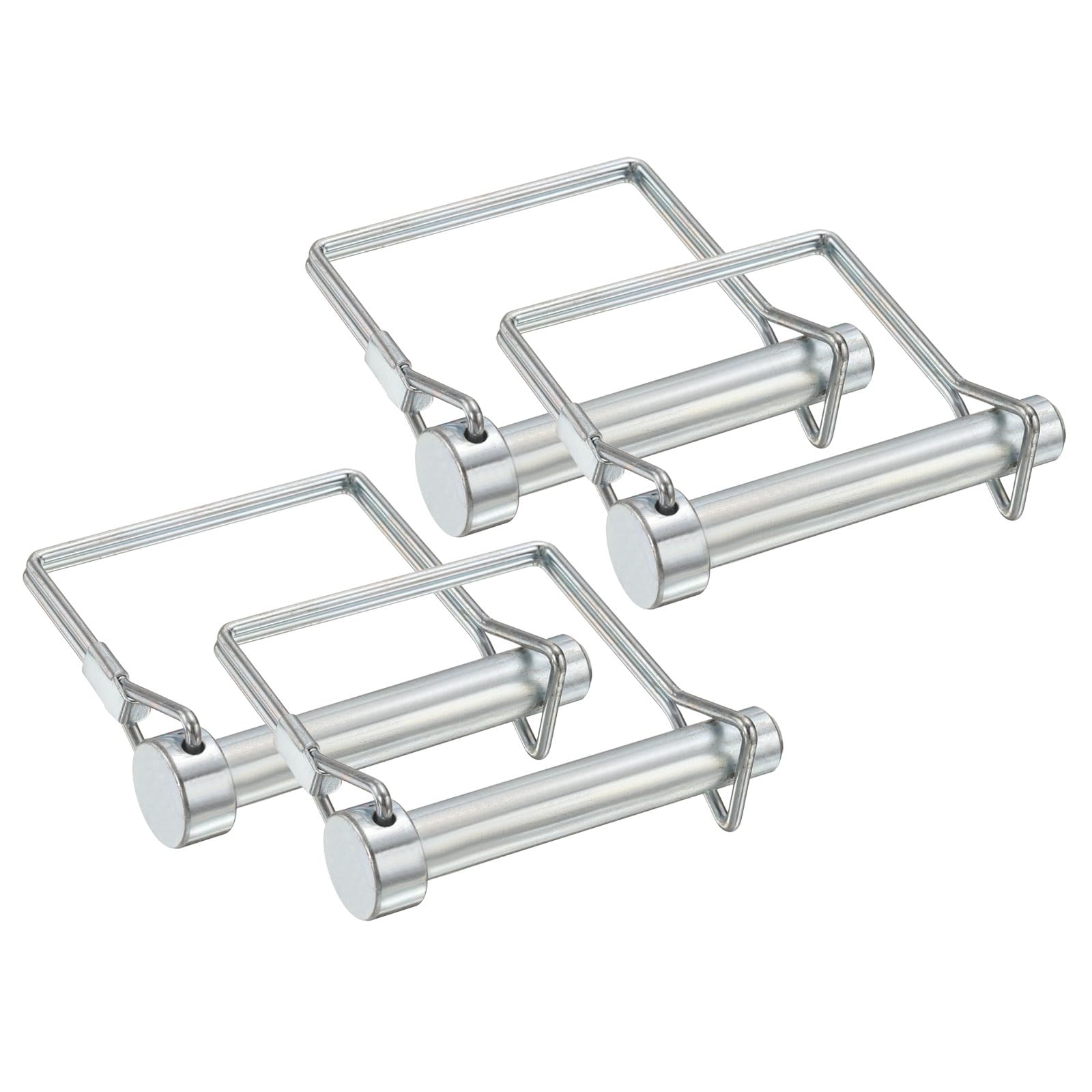 PATIKIL 4 Pcs Trailer Coupler Pins, 3/8" x 2.4" (10mm x 60mm) Safety Wire Lock Hitch Pin Arch Shaft Spring Locking Clip Square with Loop for Farm Trailers Lawn Garden Wagons
