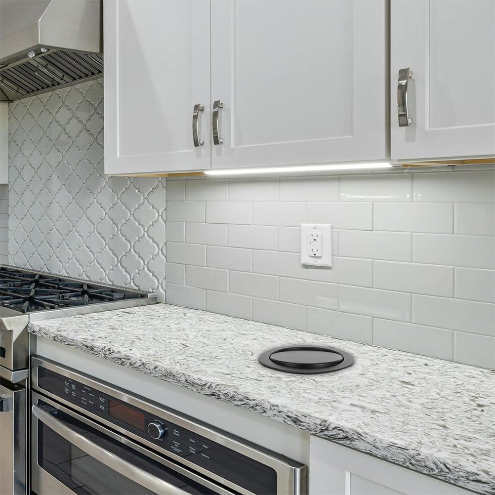 Cabilock Countertop Embedded Trash can Lid 8.26In Stainless Steel Swing Cover for Kitchen Bathroom Garbage can Cover Waste Management